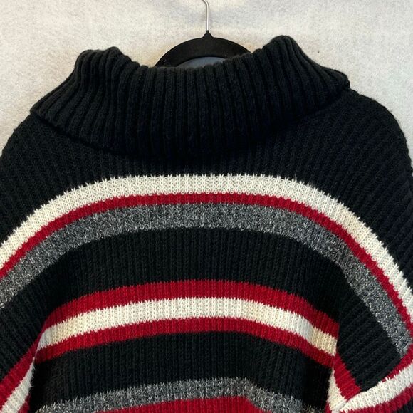 NWT BY&BY Women’s Sweater XXL Black Red Gray Stripe Cowl Neck Drop Shoulder - Picture 7 of 16